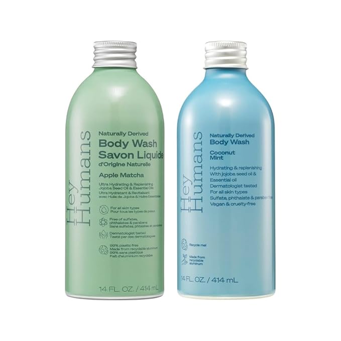 Apple Matcha and Coconut Mint - Moisturizing Body Wash with Natural Ingredients &amp Jojoba Oil | Clean Vegan Sulfate Free Bath &amp Body Wash for Women &amp Men | Recyclable Bottle 14 Fl Oz (Va