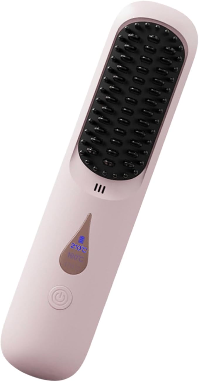 Battery Powered Straightener Brush for Most Hair Types Featuring Fast Heating and Lightweight Portable Design Portable Hair Styling Tool