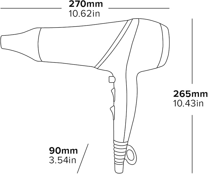 Corby Milton 1875W Hair Dryer in Black - USA Plug