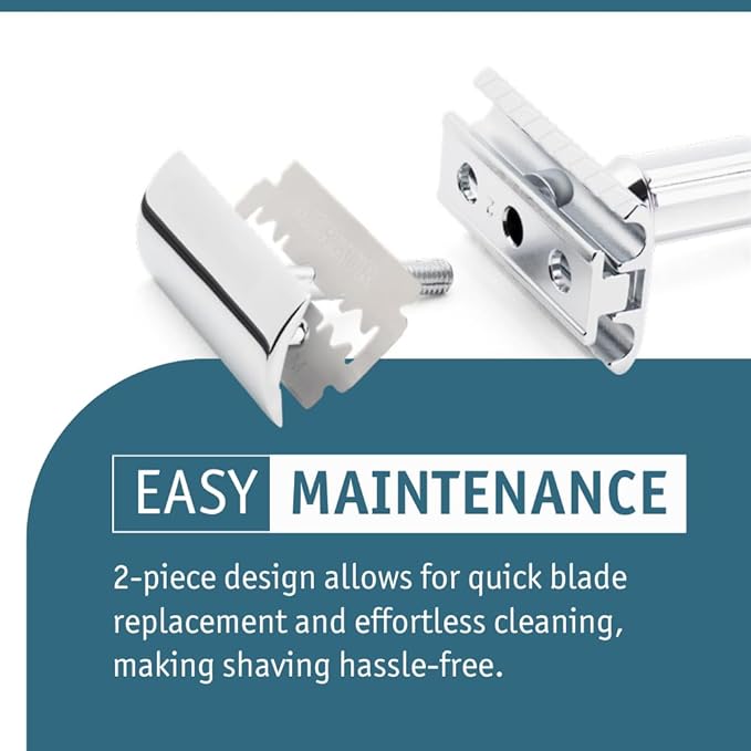 MERKUR Progress 510 Adjustable Double Edge Safety Razor - Long Handle Adjustable Razor With Dial Made in Germany Plastic-Free Closed Comb Straight Bar