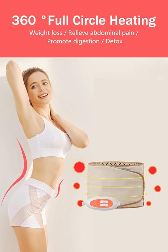 Electric Slimming Heating Belt-with Hot Compress and Vibration Function-360° Full Circle Heating-Help Relieve Back and Waist Pain-50×11 Inches PU MaterialPlug Use2.86Lb (Grey 110V US Plug)