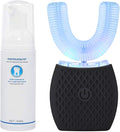 Maybuy Ultrasonic Automatic Toothbrush Ultrasonic U-Shaped Toothbrushes for Adult 360° Electric Sonic Toothbrushes with Automatic Timer Wireless Charging Teethbrush Kit for Travel Or Home (Black)