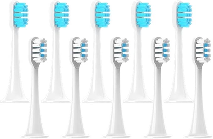 Compatible for 10Pcs T300/T500/T700 Toothbrush Heads Replaceable Refill Nozzles 4Colors(5Blue 5White)