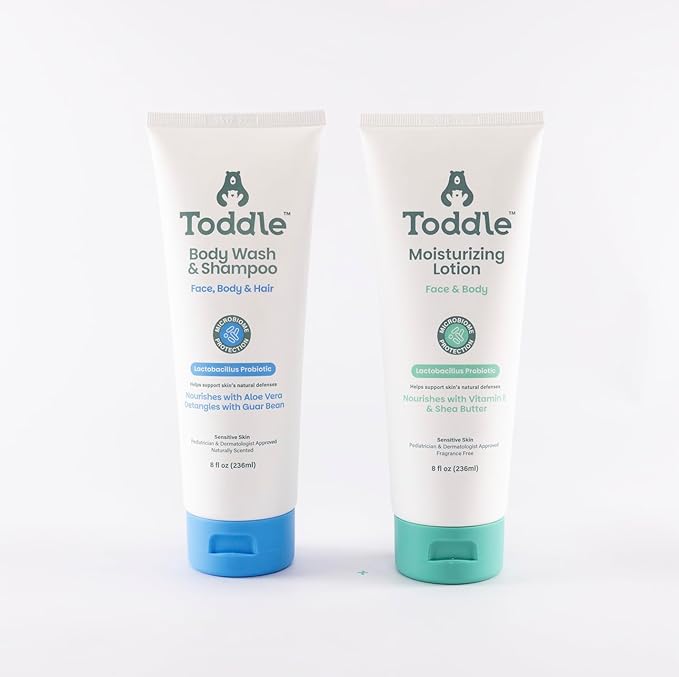 Bath &amp Moisture Duo – Gentle 3-in-1 Wash and Probiotic Baby Lotion (8 oz Each)
