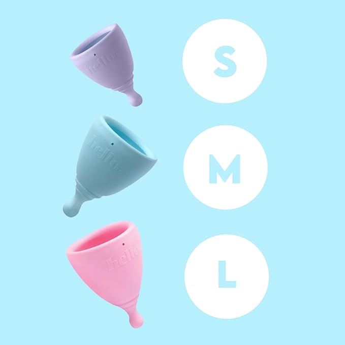 Hello Period Average Cervix Menstrual Cup | Award Winning Reusable Period Cup Soft Flexible Alternative to Pads &amp Tampons Sustainable Feminine Hygiene Leak Proof | Holds 21ml 41mm D 59mm L (Medi