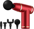 Small Muscle Massage Gun Mini Handheld Electric Deep Tissue Percussion Muscle Massager for Pain Relief 8 Speed Quiet Portable Body Fascia Gun Muscle Massager for Athletes with 4 Heads (Red)