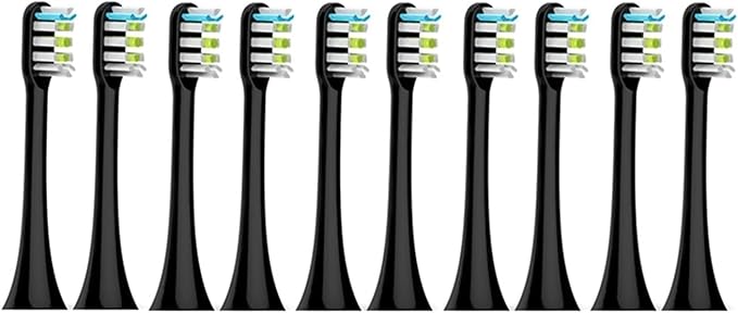 Artemisia Replaceable Toothbrush Head Compatible with Xiaomi Soocas X5 X3 X3U SOOCARE Electric Toothbrush Soft Dupont Bristle Replacement Head 4/10pcs (Color : 10 Black)