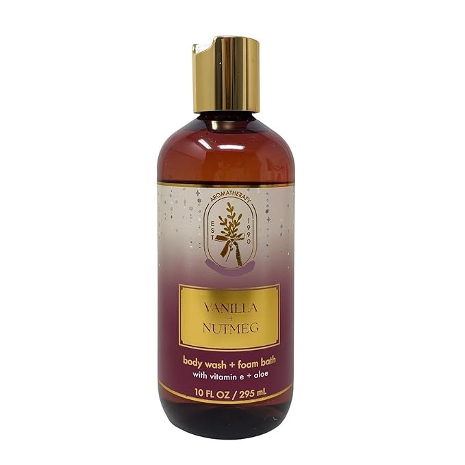 Aroma Vanilla Nutmeg Body Wash &amp Foam Bath 10 fl oz / 295 ml