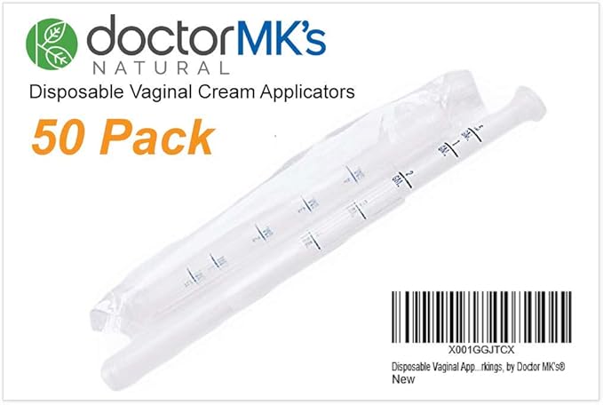 Vaginal Applicators (50-Pack) Fits Premarin Estrace Contraceptive Gels and Many More Creams Individually Wrapped Disposable Applicator Dosage Marked by Doctor MK's®