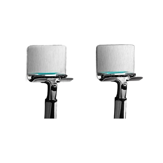 Bathroom Shelf Razor Stand Wall Razor Holder Shower Blade Holder Man Shaver For Bathroom Hook Hanger Shaving(Silver)