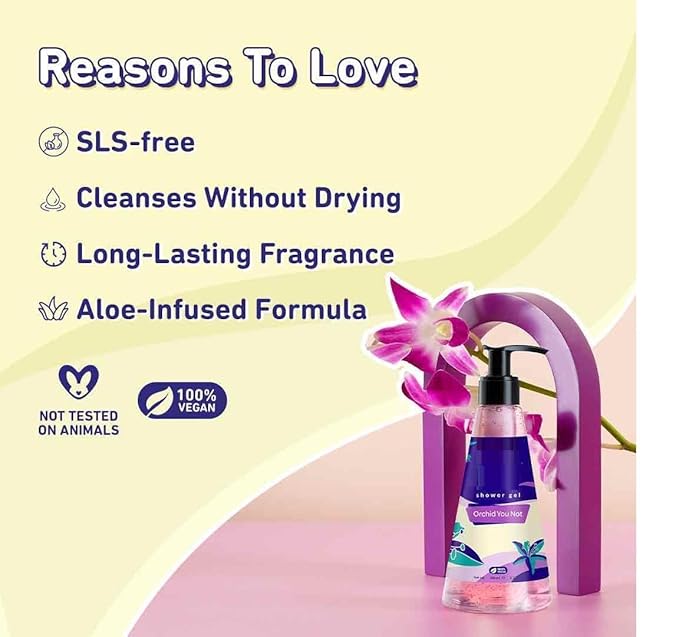 MM Orchid-You-Not Shower Gel | SLS-Free Body Wash For Women | Long Lasting Fresh Floral Fragrance | Aloe-Infused Nourishing Body Cleanser For Soft &amp Smooth Skin (240 ml)