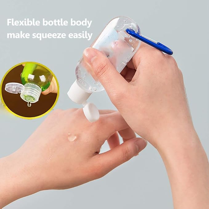 Hand Sanitizer Keychain Holder - 2 oz Empty Hand Sanitizer Bottles - Empty Sanitizer Bottles - Squeeze Bottle for Hand Sanitizer Travel Size Mini Hand Sanitizer Holder(20 Packs)