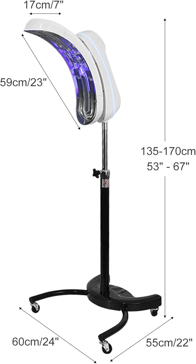 Jcgly Standing Hair Dryer for Salon - Color Processor/Cold Perm Styling/Oil Treatment/Fast Drying - Professional Hair Dryer with Rolling Wheels(White)
