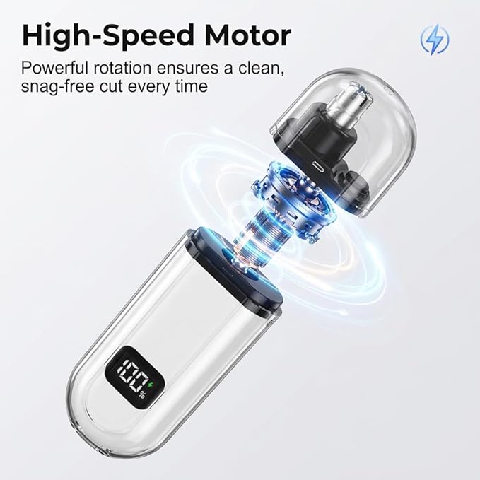 3-in-1 Nose Hair Trimmer for Men &amp Women Type-C Rechargeable Nose and Ear Hair Trimmer with Eyebrow Head IPX7 Waterproof Electric Nose Trimmer (Black)