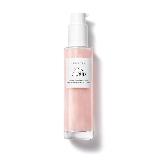 HERBIVORE Pink Cloud Creamy Jelly Cleanser | Hydrating Face Wash with Rosewater Squalane + Tremella Mushroom Gently Cleanses + Removes Makeup Vegan Plant-Based Cruelty-Free 100 mL / 3.4 oz