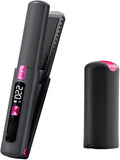 Generic Cordless 2-in-1 Hair Straightener and Curler Mini Portable Flat Iron with 6 Temp Settings USB-C Rechargeable and LCD Display Gray