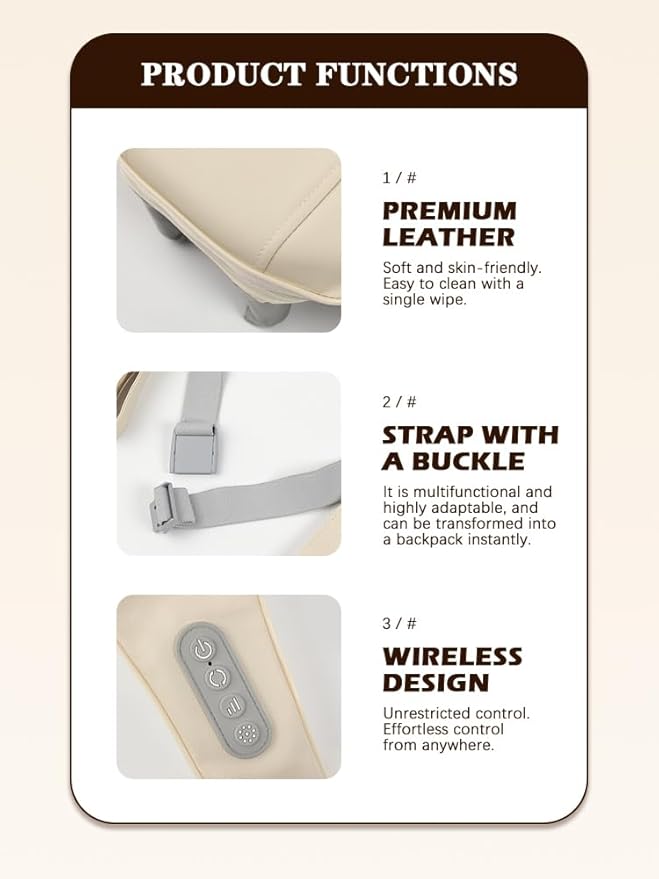 Cervical and Shoulder Massager 3-Level Force Adjustment Equipped with Trapezius Muscle Kneading and Heat Therapy Function Portable Design Ideal Gift for Parents