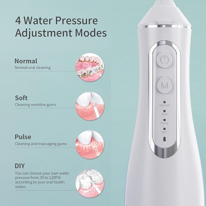 Portable Cordless Water Flosser – 320ml Oral Irrigator for Teeth Cleaning | USB Rechargeable IPX7 Waterproof 1400–1800 Pulses/Min | Travel-Friendly Dental Floss Device for Braces &amp Gums