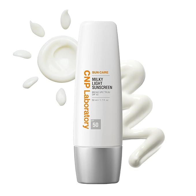 CNP Daily Milky Light Sunscreen (1.7 fl. oz.) - Broad Spectrum SPF 50 UV Protection with Niacinamide for Face &amp Body No White Cast Fast Absorbing Non-Greasy Finish Gifts for Women