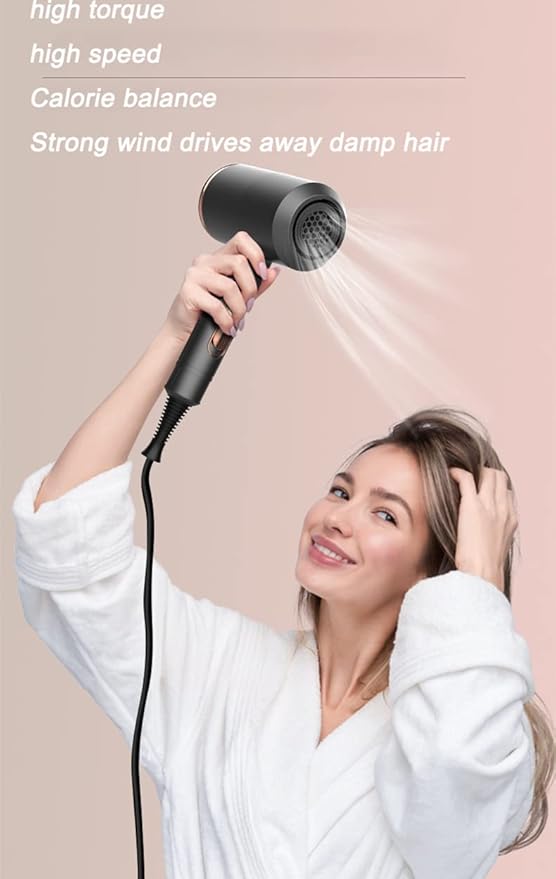 Powerful Electric Hair Dryer Low Noise Below Dryer Hot Cold Wind Hairdryer 3 Heat Settings 2 Speeds 2 Nozzles 2200W 220V