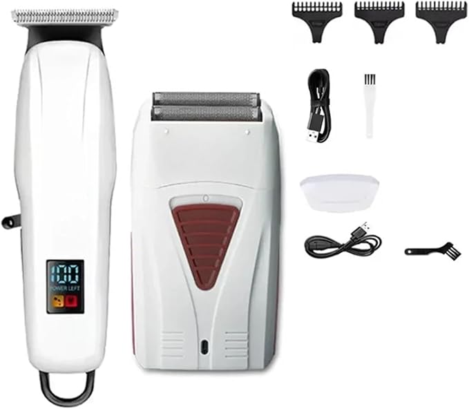 Compatible With Kemei Professional Hair Clipper &amp Beard Trimmer Set Rechargeable Cordless Electric Shaver with USB Charging (KM-PG809A/KM-PG232/KM-3382)(Kit 2)