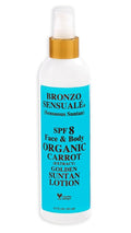 Tanning Lotion with SPF 8 Sunscreen Protection – Organic &amp Botanical Ingredients for a Sun-Kissed Glow – Moisturizing Non-Greasy Sun Care Carrot Lotion by Bronzo Sensuale 8.5 Fl Oz