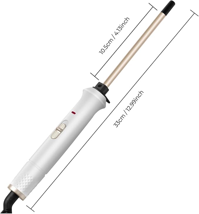 Professional 9mm Hair Curling Iron - Ceramic Electric Curler Wand for Salon-Quality Curls(White GoldEU)