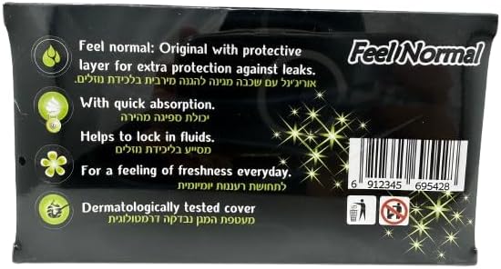 Feel Normal Disposable Black Panty Liners for Women 36 pcs with Protective Layer for Extra Protection Against Leaks. Pack of 2