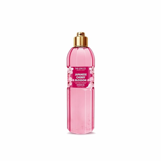 THE LOVE CO Japanese Cherry Blossom Shower Gel | Aloe &amp Vitamin E for Hydration &amp Skin Nourishment | 100% Vegan &amp Paraben-Free | Luxurious Long-Lasting Fragrance | For Women &amp Men 100
