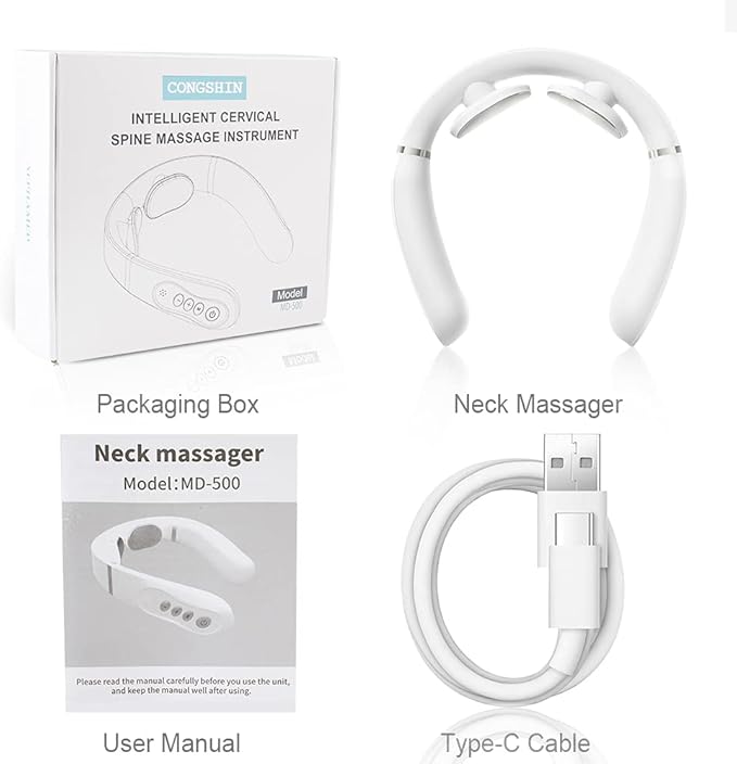 Intelligent Portable Neck Massager with Heat for Pain Relief Cordless Pulse Neck Massager with Voice Broadcast &amp 6 Modes 16 Levels Intensity Massage for Office Home Outdoor Use