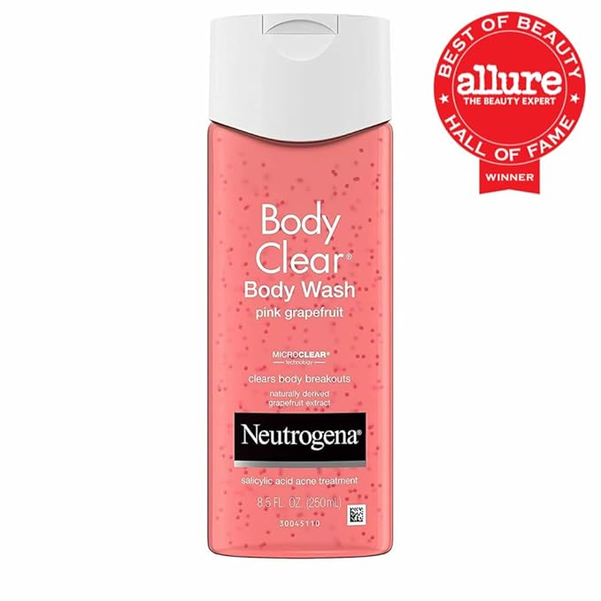 Neutrogena Body Clear Acne Body Wash Pink Grapefruit - Salicylic Acid Formula for Breakout Treatment Exfoliating Cleanser for Clear Skin 8.5 fl. oz. Bottle 3-Pack