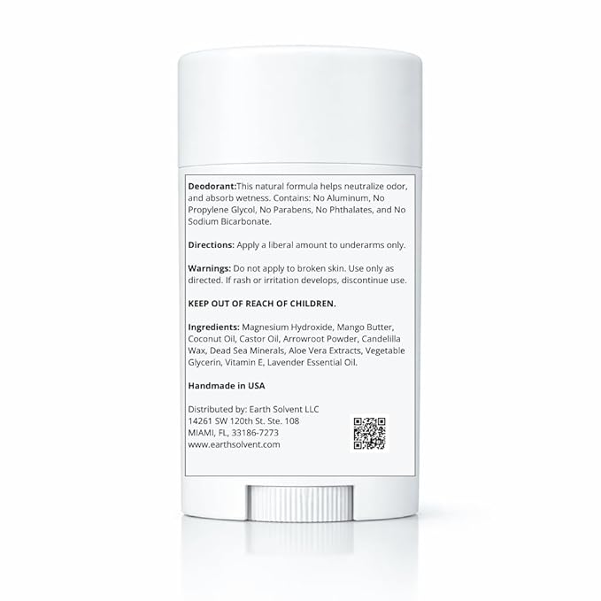 Magnesium Natural Organic Vegan Deodorant | Dead Sea Minerals &amp Aloe Vera For Sensitive Skin 24hr Protection Aluminum Free Paraben Free Baking Soda Free Cruelty Free - For Men &amp Women (Lave