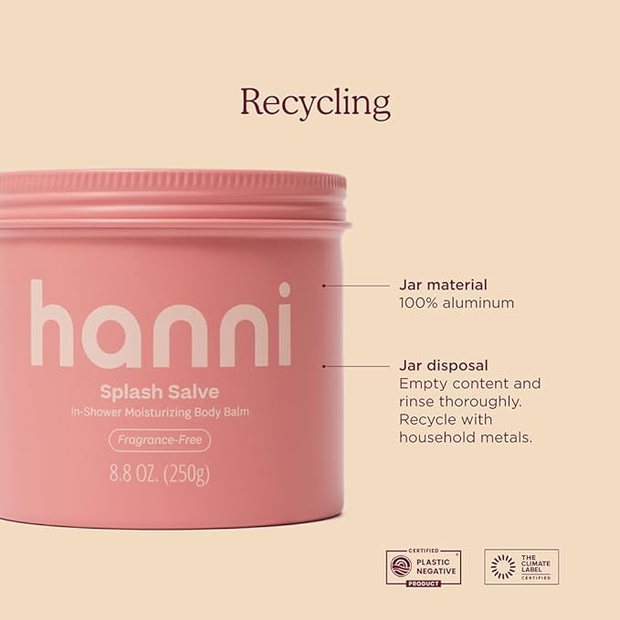 HANNI Splash Salve Body Mask In-Shower Moisturizer with Coconut Jojoba Shea Butter &amp Glycerin Deep Conditioning for All Skin Types FRAGRANCE-FREE 250 mL / 8.8 oz
