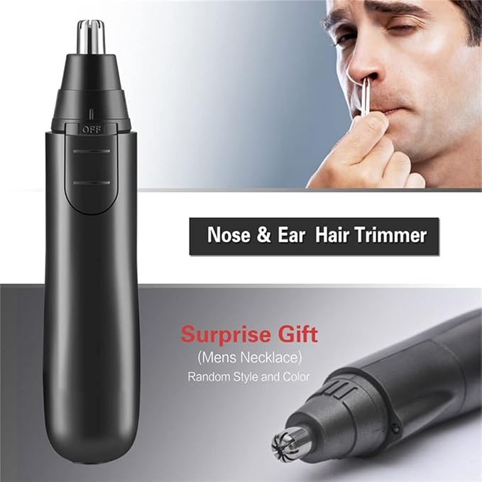 Ear and Nose Hair Trimmer Clipper - Painless Eyebrow &amp Facial Hair Trimmer for Men Women Battery-Operated Trimmer with IPX7 Waterproof Easy to Clean