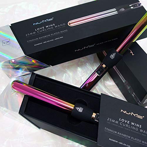 NuMe Love Wins Curling Wand Titanium Barrel Far Infrared Heat Technology Negative Ion Conditioning Technology Includes Heat-resistant Styling Glove