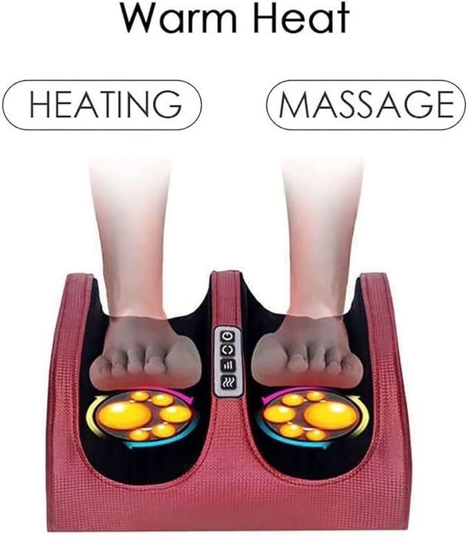 Foot Massager Machine Kneading and Rolling Electric Foot Massager Foot Massager for Plantar Fasciitis Multi-Functional Leg Calf Ankle Massager (Color : Red)