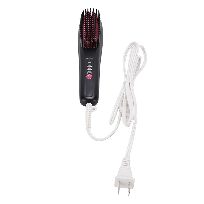 ZJchao Hair Straightener Comb Adjustable 3 Temperature Settings Portable Straightening Brush with 3D Teeth for Home Travel Use Black