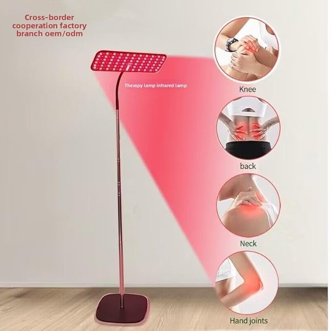 Body and Facial red Light Therapy 660nm 850nm Infrared red Light Treatment lamp Equipment extendable Floor-Standing Type with a Large Panel and a Stable Stand at Home.
