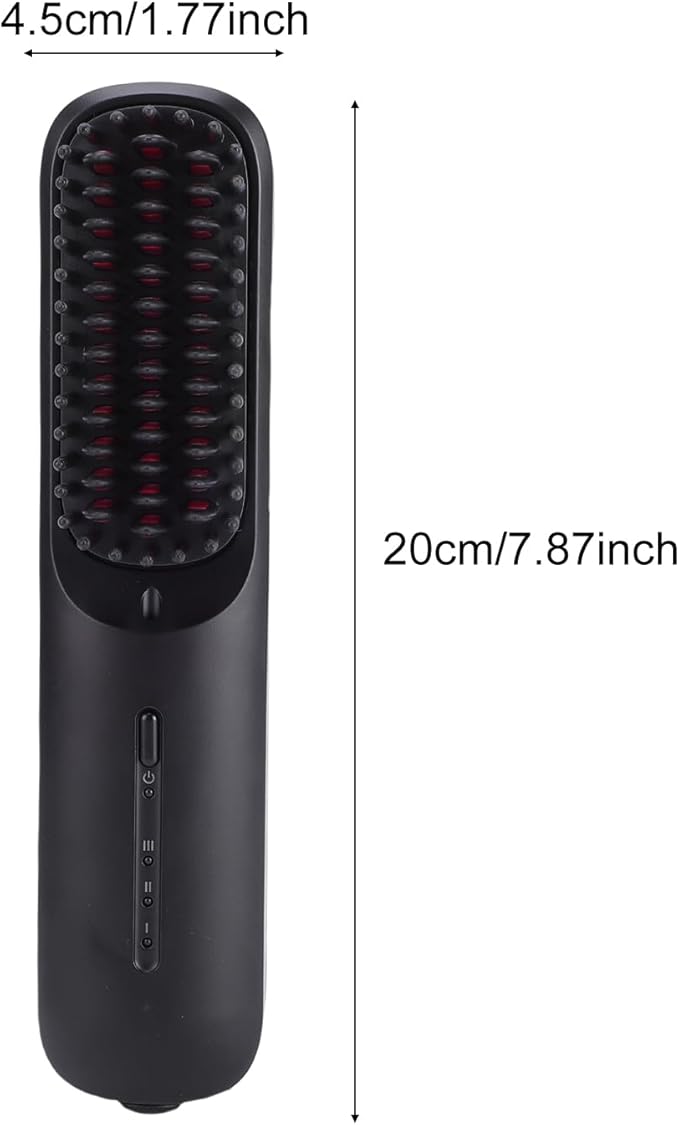 Yoidesu Cordless Hair Straightener BrushPortable Hair Straightener Comb with Negative Ion for Smoothing MCH Heating 3 Temperature Settings 6000mAh Rechargeable (Black)