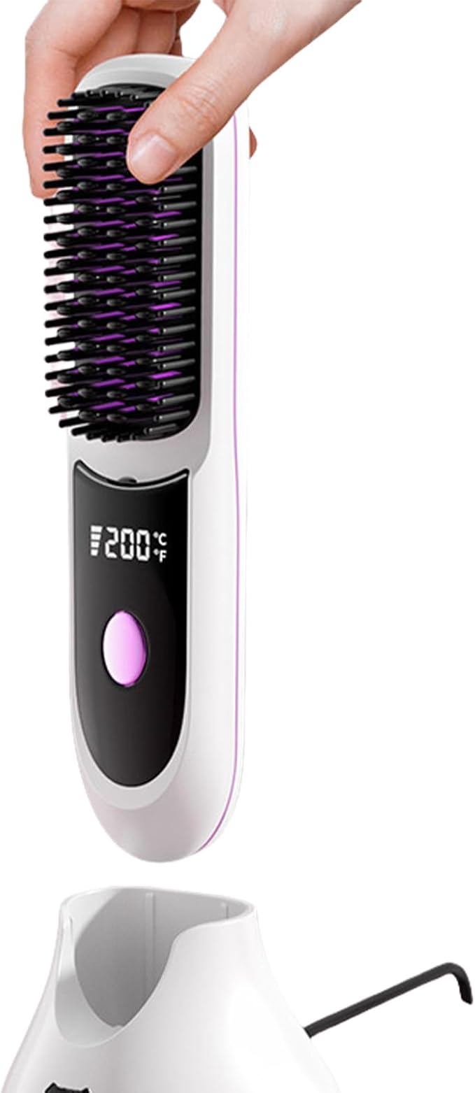 Hair Straightener Brush Electric Straightening Comb Rechargeable Portable Straightener Rechargeable Hair Comb
