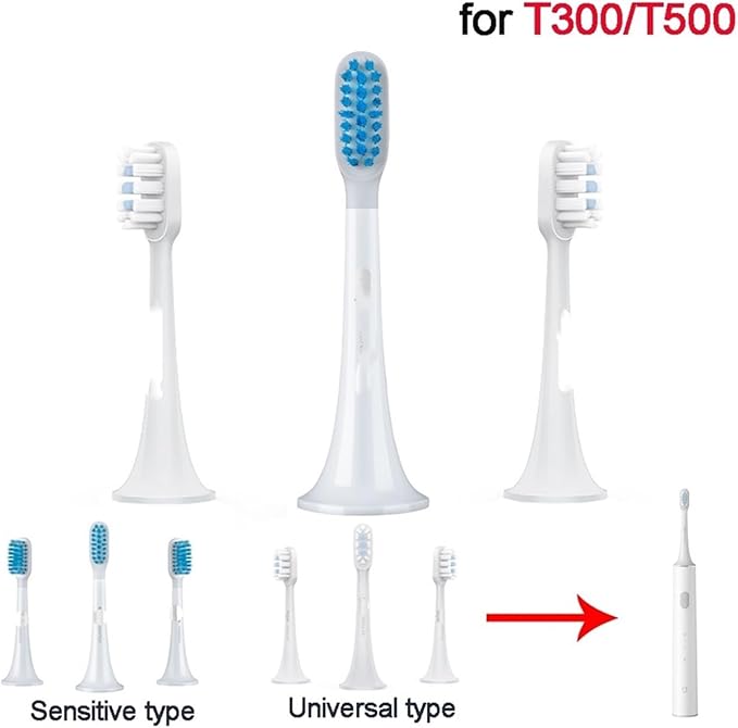 3pcs/6pcsCompatible for T300 T500 Sonic Toothbrush Heads Teethbrush Replacement Oral Hygiene(3pcs Sensitive Type)