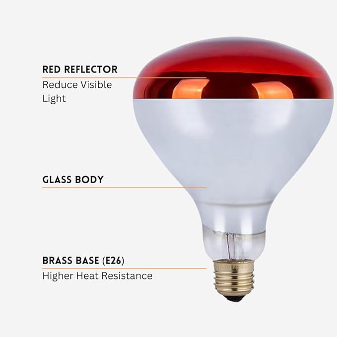 Shadid 250 Watt Heat Lamp R40 Red Flood Light Bulb Infrared Heat Lamp for Chickens Livestock Food Service Heat Therapy Reflector 24 Pack 15251-RD