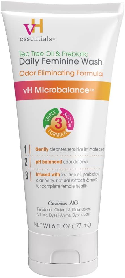 vH essentials Probiotics - 60 Capsules &amp Prebiotic PH Balanced Vaginal SuppositoriesBox Original Version 15 Count &amp Ph Balanced Daily Feminine Wash 6 Fl Oz (Pack of 1) 54306 Clear