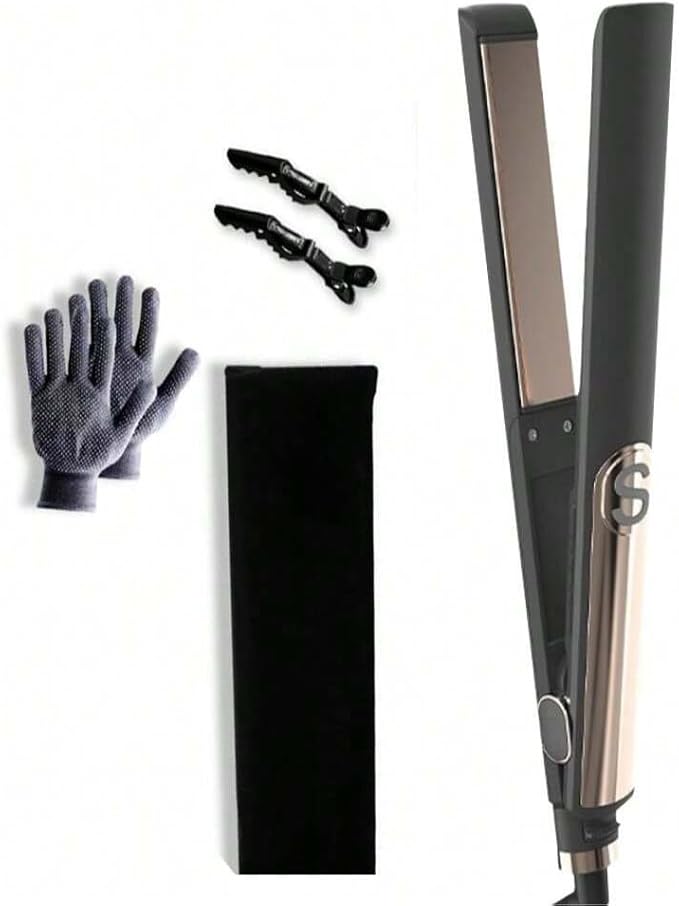 Professional 2-in-1 Hair Straightener and Curler Titanium Ceramic Plates LED Display Dual Voltage 100-240V Fast 15s Heat-up