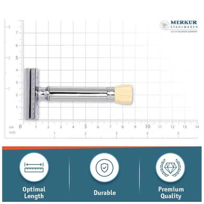 MERKUR Progress 500 Adjustable Double Edge Safety Razor - Standard Handle Adjustable Razor With Dial Made in Germany Plastic-Free Closed Comb Straight Bar
