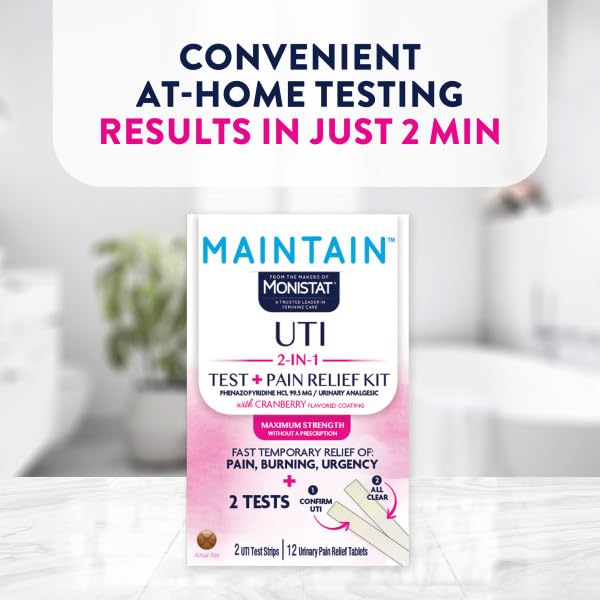 Monistat Maintain Kit 2-in-1 2 Test Strips and 12 Pain Relief Tablets (2pack)