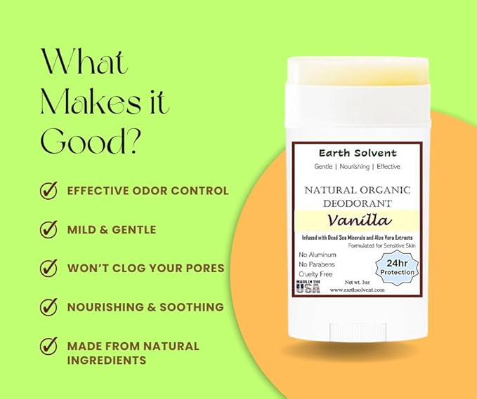 Magnesium Deodorant Vegan Natural Organic Dead Sea Minerals &amp Aloe Vera For Sensitive Skin 24hr Protection Aluminum Free Paraben Free Baking Soda Free Cruelty Free - For Men &amp Women (Vanill