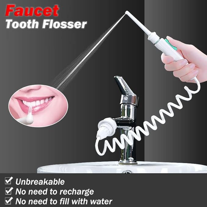 Water Dental Flosser Teeth PickPortable Water FlosserOhyesbae Water tap Water Picks for Teeth Cleaning(No Electric Power)Water Dental Picks for Travel Home Use (Family)