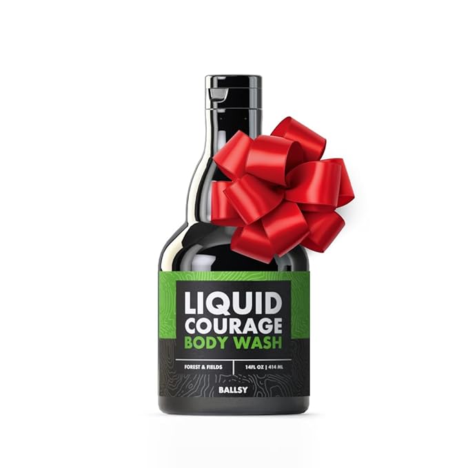 Ballsy Liquid Courage Body Wash to Hydrate Skin with Aloe Vera Coconut Oil and Jojoba Spheres Forest and Fields 14 oz