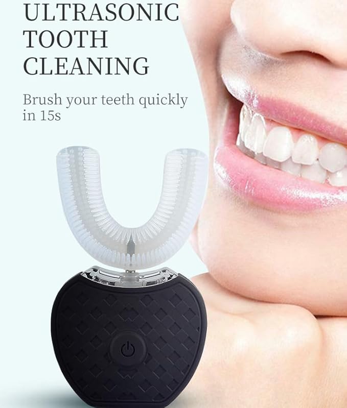 Aimery Automatic Toothbrush U Shaped Toothbrush for Adults 360° - Ultrasonic U-Electric Toothbrushes for Teeth Whitening - Wireless Charging &amp LED Light - Waterproof IPX7